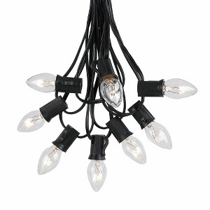 Novelty Lights 25 Feet C7 Christmas String Light Set, Vintage Holiday Hanging Light Set, Black Wire - 1 of 4
