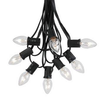 Novelty Lights 25 Feet C7 Christmas String Light Set, Vintage Holiday Hanging Light Set, Black Wire