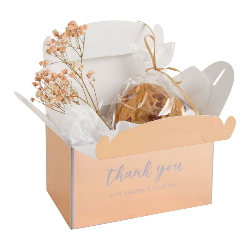 Sparkle and Bash 24 Pack Rose Gold Thank You Party Favor Gable Gift Boxes for Wedding, Birthday Party, 6.25 x 3.5 x 3.5 In, 3 of 9
