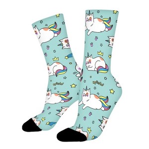 Cute Cats Women Printed Crew Socks Funny Funky Socks Soft Polyester Novelty Gifts for Artists Men - 1 of 1