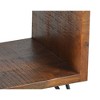 22" Textured Cube Shape Wooden Nightstand with Angular Legs Brown/Black - The Urban Port: Bedside Table with Storage, Metal Frame - 3 of 4