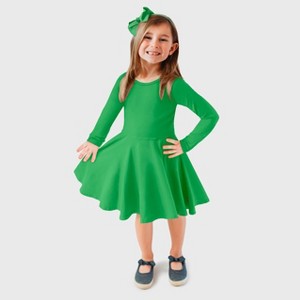 City Threads Girls Soft Jersey 100% Cotton Long Sleeve Skater Dress - USA-Made Twirly Dress for Toddlers/Kids - 1 of 4