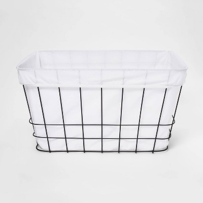 Metal Wire Rectangular Basket with Fabric - Room Essentials™