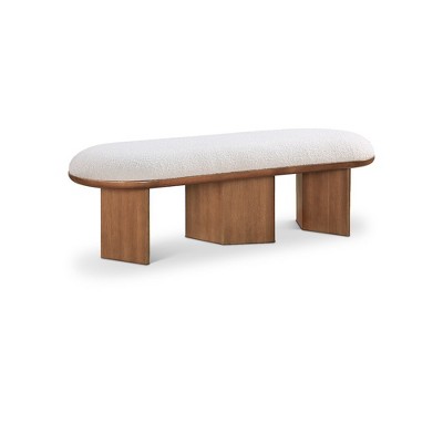 Meridian Furniture,Wilshire Cream Boucle Fabric Bench