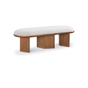 Meridian Furniture,Wilshire Cream Boucle Fabric Bench - 1 of 4