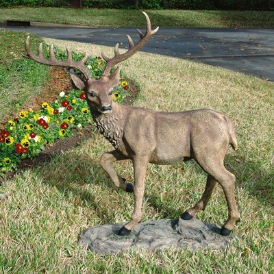 Design Toscano Grand-Scale Black Forest Garden Deer Sculpture - Multicolored