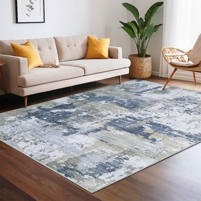 5x7 Area Rug Non Slip Non Shedding Rug Abstract Low Pile Rugs Foldable Indoor Carpet