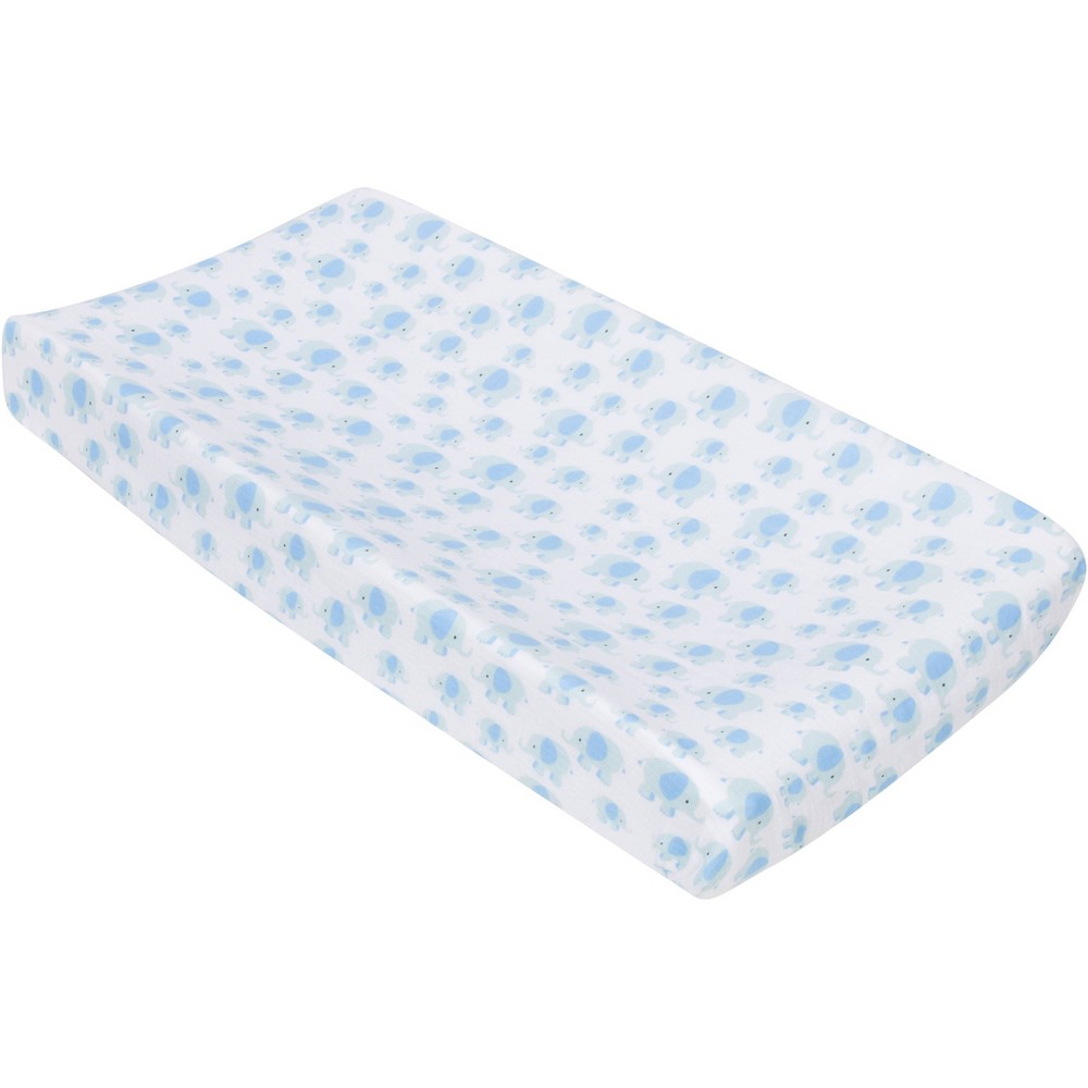 Photos - Changing Table MiracleWare Muslin Changing Pad Cover - Elephant Blue Blue Elephant