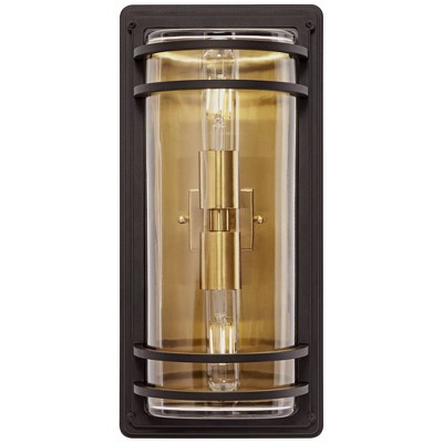 Modern Luxe 21" Black and Gold Wall Sconce with Clear Glass