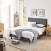 BIKAHOM Upholstered Platform Bed with Square Stitch Headboard, Dark Grey - 2 of 4