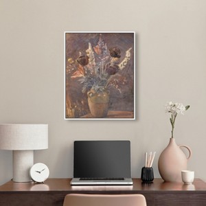 Art Remedy Clay vase with tulips and other flowers Classical vintage floral vase wall art Framed - 1 of 4
