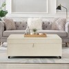 Modern Upholstered Storage Bench with 360° Swivel Casters, Linen/Faux Leather Bench with Hidden Storage, Coffee Table Ottoman - ModernLuxe - 2 of 4