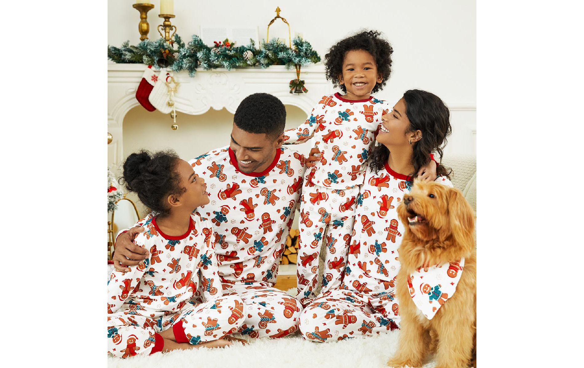 PATPAT Family Matching Christmas Pajamas For Family Gingerbread Man Print Xmas Top Tee and Bottom Sets Gingerbread