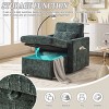 Multifunctional Chenille Chaise Lounge Recliner with Hidden Storage, Adjustable Phone Holder & Side Pockets for Small Spaces-3irtyhousy - 2 of 4