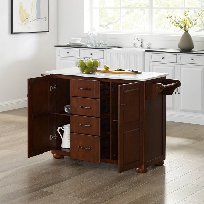 Eleanor Mahogany and White Granite Top Kitchen Island