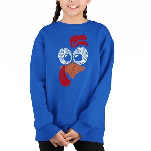 LA Pop Art Turkey Face - Girl's Word Art Crewneck Sweatshirt - 1 of 4
