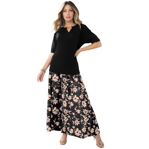 Roaman's Women's Plus Size Ultrasmooth Fabric Maxi Skirt - 1 of 4