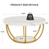 Kumasinova Round 2-Tier Coffee Table with Thickened MDF Top&Storage,Modern Accent Cocktail Table with Golden Metal Top for Living Room,White - 2 of 4