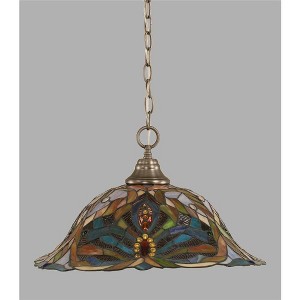 Toltec Lighting Any 1 - Light Pendant in  Brushed Nickel with 19" Kaleidoscope Art Glass Shade - 1 of 1