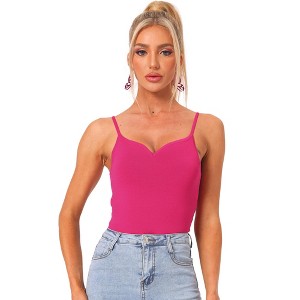 Allegra K Women's Sleeveless Sweetheart Neck Y2K Basic Clubwear Bodysuits Tank Top - 1 of 4