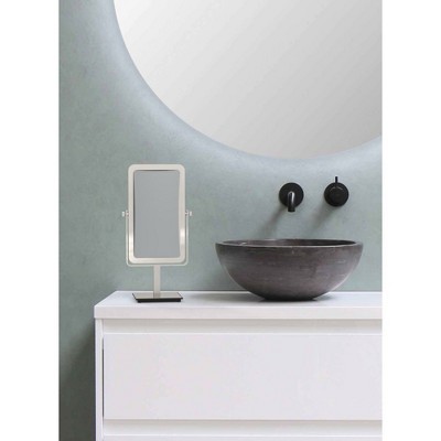 Polished Nickel Rectangular Freestanding Makeup Mirror with Magnification