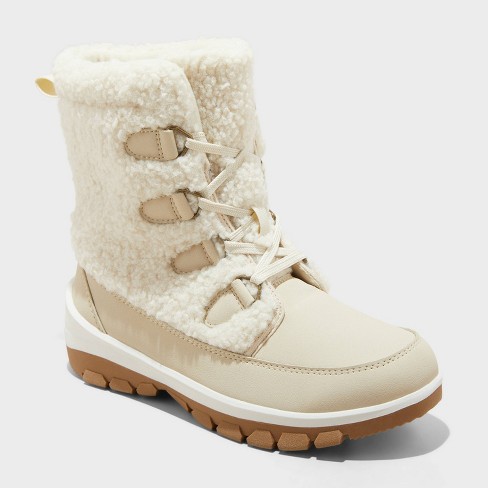 Women s Corie Shearling Hiker Winter Boots Universal Thread Cream 6 Target