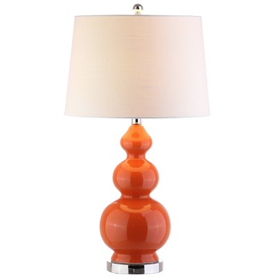 27.5" Ceramic Bowen Table Lamp (Includes LED Light Bulb) Orange - JONATHAN Y