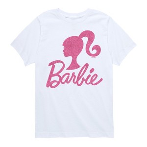 Boys' - Barbie - Barbie Logo Pink Glitter Short Sleeve Graphic T-Shirt - 1 of 4
