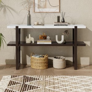 KTMBDW Console Table 54”, 2-Tier Narrow Sofa Side Table with Storage Shelf, Entrance Table for Hallway/Foyer/Living Room/Corridor/Office - 1 of 4