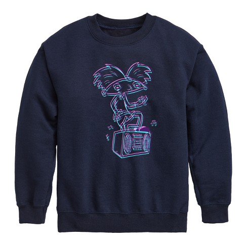 Hey Arnold! 3d Arnold Graphic Long Sleeve Fleece Sweatshirt - Navy - 3t ...