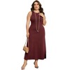 Agnes Orinda Women's Plus Size Knit Crewneck Sleeveless Casual Midi Sweater Dresses - 3 of 4
