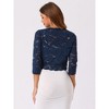 INSPIRE CHIC Women's Elegant 3/4 Sleeve Sheer Floral Lace Open Front Crop Shrug - 4 of 4