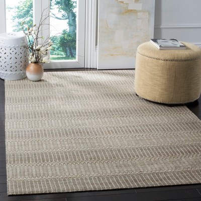 Handmade Camel and Grey Flat Woven Viscose Rug, 5' x 8'