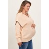 Pinkblush Beige Contrast Stitch Hooded Maternity Plus Sweater - 2 of 3