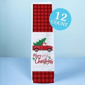 Big Dot of Happiness Merry Little Christmas Tree Wine Gift Bags, Red Truck Christmas Hostess Wine Bottle Gift Wrap, Bulk Holiday Paper Bags - 12 ct - 1 of 4
