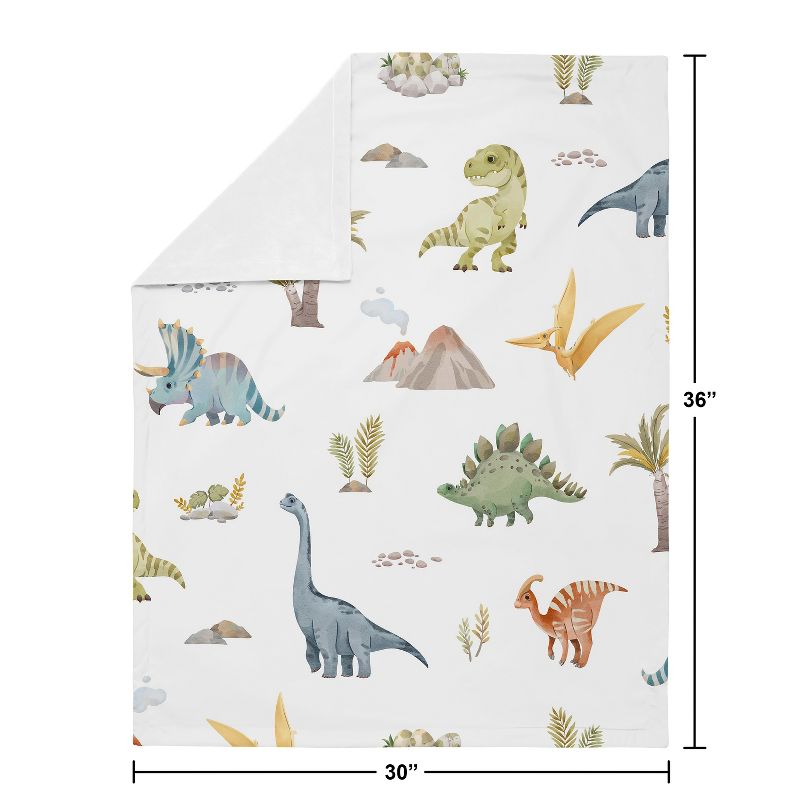 Sweet Jojo Designs Boy Baby Security Blanket Watercolor Dinosaur Dino Multicolor, 5 of 7