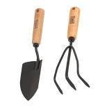 2 Piece Hand Tool Wood Handle Trowel and Cultivator Kit - AMES