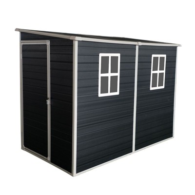 NicBex 4x8 Ft Outdoor Storage Shed with 2 Windows and Lockable Doors for Backyard Garden,Patio