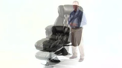 Black Leather Swivel Recliner with Metal Base