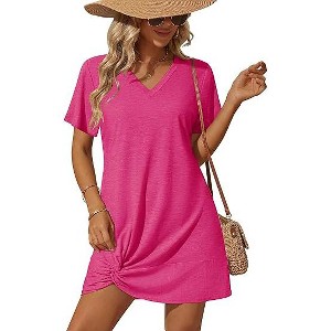 open lace back dress Girl's Seacoast Swim Cover-Up Dress | Tulip Pink Blooming Forest | UPF 50+