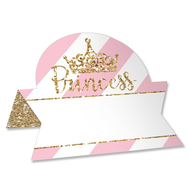 Big Dot of Happiness Little Princess Crown - Pink & Gold Princess Baby Shower or Birthday Party Tent Table Setting Name Place Cards - 24 Ct, 1 of 9
