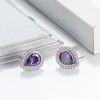 Halo Teardrop Stud Earrings for Women Sterling Silver Purple Cz Ginger Lyne Collection - 2 of 4