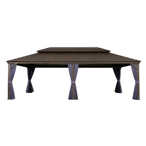 PURPLE LEAF Hardtop Gazebo Canopy with Netting and Curtains for Outdoor Deck Backyard Heavy Duty Metal Patio Permanent Pavilion - 1 of 4