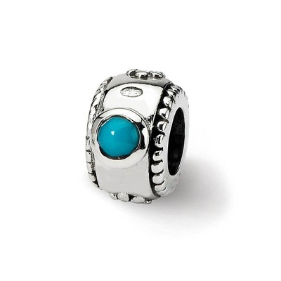 Black Bow Jewelry Blue-Green CZ, Two-Stone Sterling Silver Bead Charm