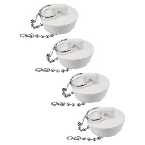 Unique Bargains Rubber Stainless Steel Beaded Chain with Pull Ring Bathtub Drain Stopper 4 Pcs - 1 of 4