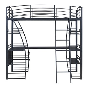 Bellemave Twin Size Loft Bed with Desk and Bookcase with Metal Frame, Loft Bed with Desk and Storage, Black - 1 of 4