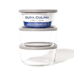 Dura Culina® 6pc (Set of 3) Glass Food Round Stackable Storage Set - 1 of 4