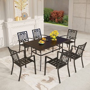 7pc Patio Dining Set with Rectangle Table with 1.57" Umbrella Hole & 360 Swivel Arm Chairs - Captiva Designs - 1 of 4