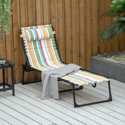 Colorful Steel Armless Outdoor Chaise Lounge with Cushions