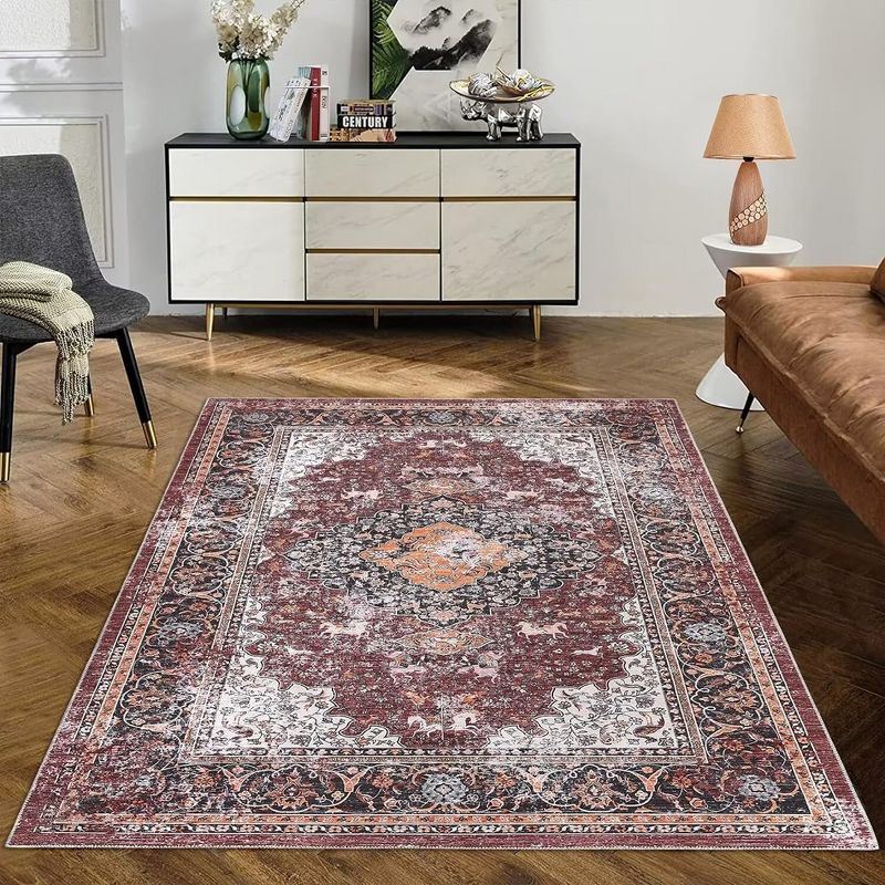 Washable Area Rugs for Living Room Vintage Persian Rug Boho Distressed Rug Carpet, 3 of 8